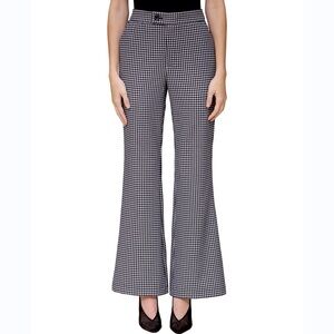 Avec Les Filles Flare Trouser Black And White Gingham Houndstooth Pants Size 6